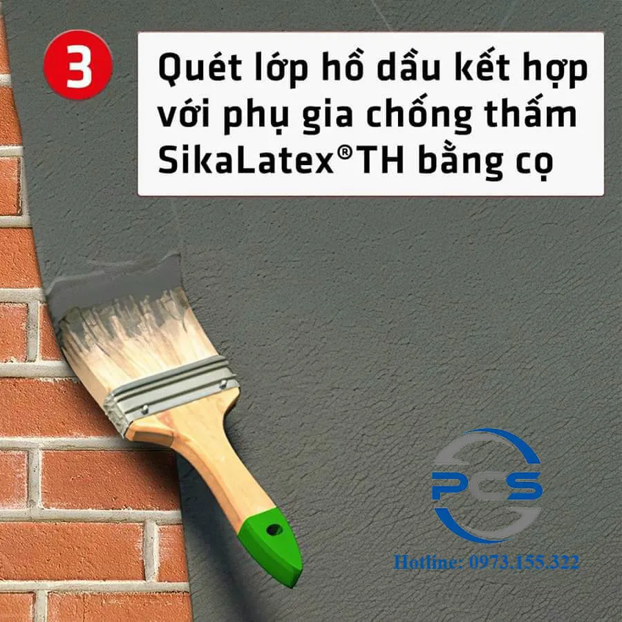 Hình ảnh thi công lớp hồ dầu kết nối Sika Latex TH trên bề mặt bê tông