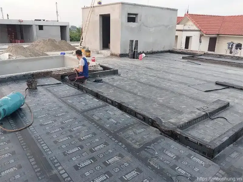 Hình ảnh thi công Màng Chống Thấm Khò Nóng Lemax thực tế