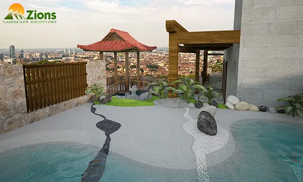 Hồ cá tiểu cảnh sân vườn trên sân thượng
