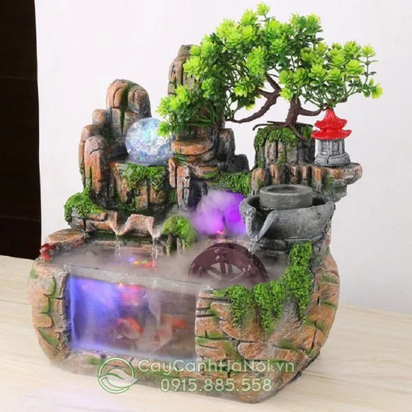 Hồ tiểu cảnh mini dạng thác nước tạo dòng chảy mềm mại