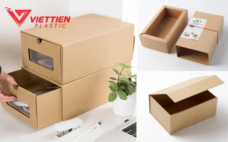 Hộp đựng quà tái chế từ bìa carton cứng, thể hiện ý thức bảo vệ môi trường