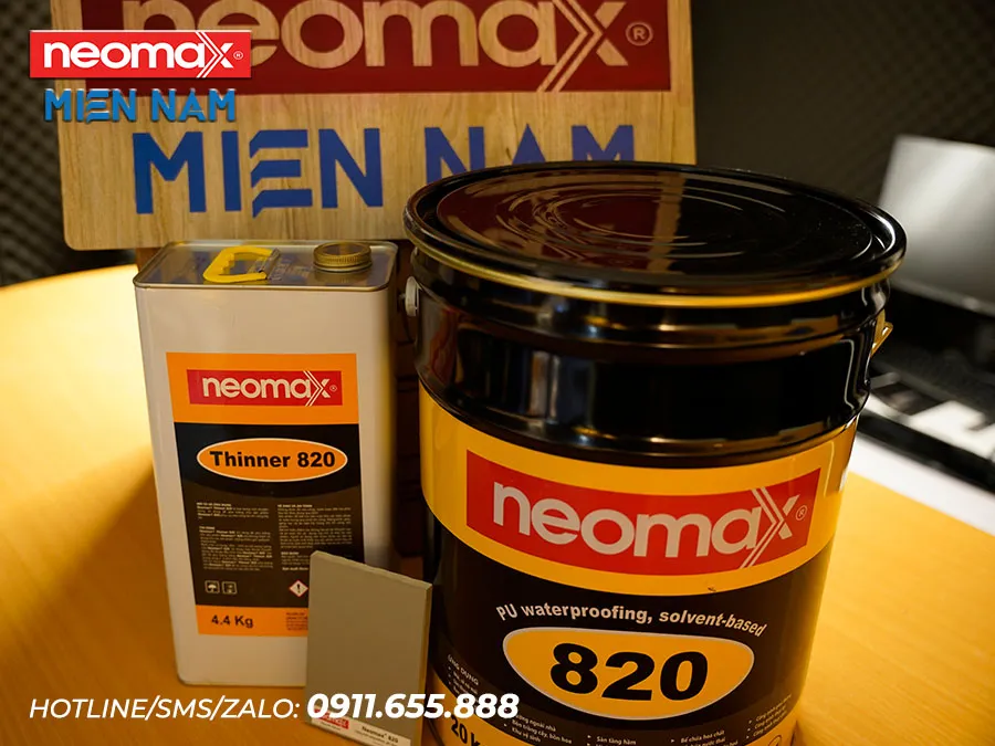 Hộp sản phẩm Neomax 820 và dung môi Neomax Thinner 820