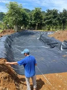 Kênh dẫn nước sau khi lót bạt HDPE