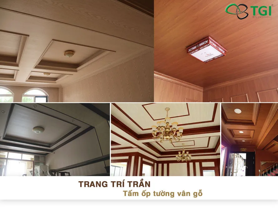 Kết hợp độc đáo tấm PVC giả đá và tấm nhựa trần giả gỗ cho trần nhà