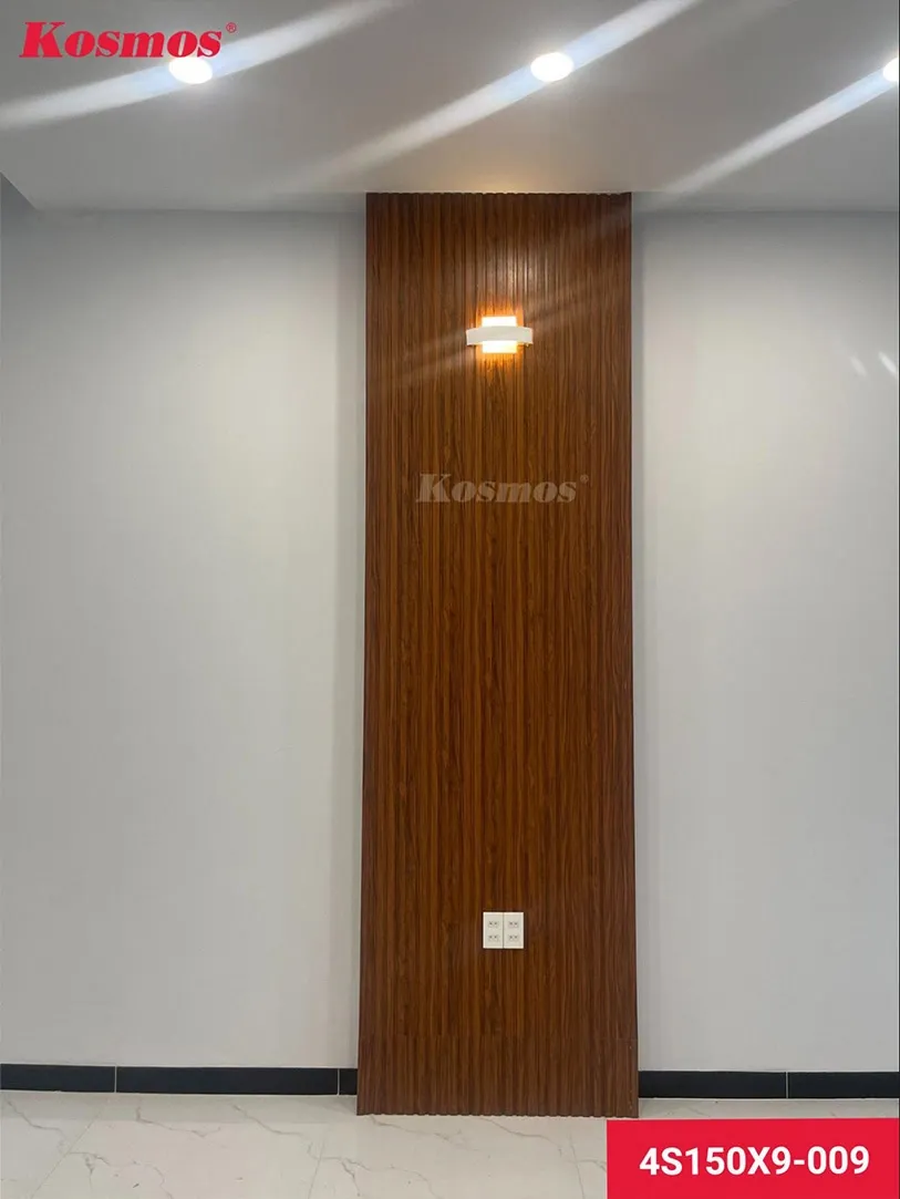 Không gian nội thất sử dụng tấm ốp lam 4 sóng thấp nhựa PVC mã 4S150X9 màu 009