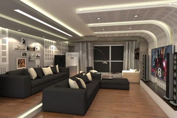 Không gian phòng khách hiện đại với hệ trần thạch cao chống thấm Vĩnh Tường