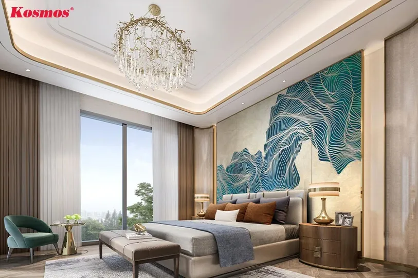 Không gian phòng ngủ độc đáo với ốp PVC 3D nghệ thuật