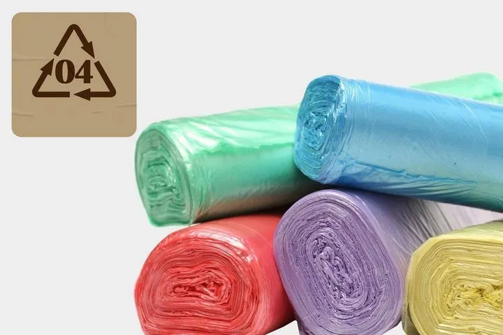 Ký hiệu tái chế nhựa số 4 (LDPE), biểu tượng của nhựa dẻo và an toàn cho bao bì