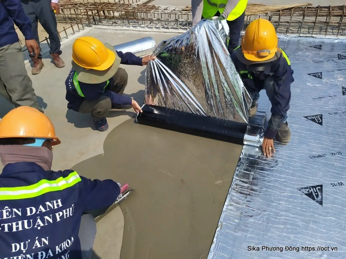 Kỹ thuật dán màng chống thấm SikaBit W-15 tự dính