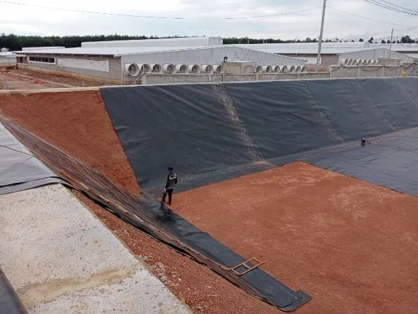 Kỹ thuật viên kiểm tra chất lượng mối hàn bạt HDPE sau khi hoàn thành, đảm bảo độ kín và bền vững cho công trình địa kỹ thuật