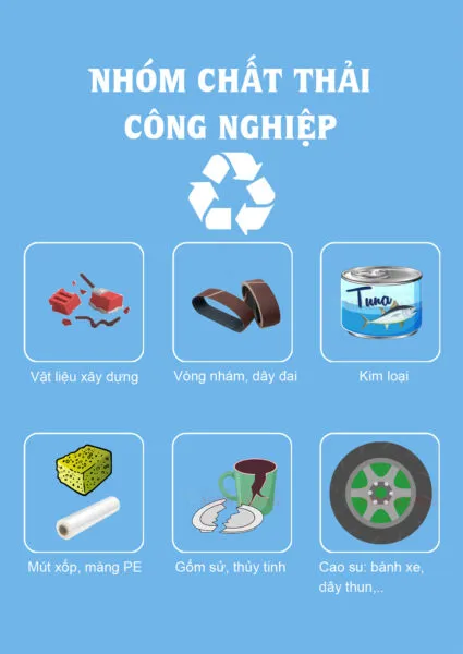 Logo rác công nghiệp cho thùng 2 ngăn