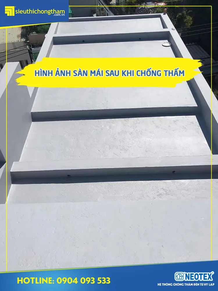 Mái bê tông sau khi đã được xử lý chống thấm bằng Silatex Super.