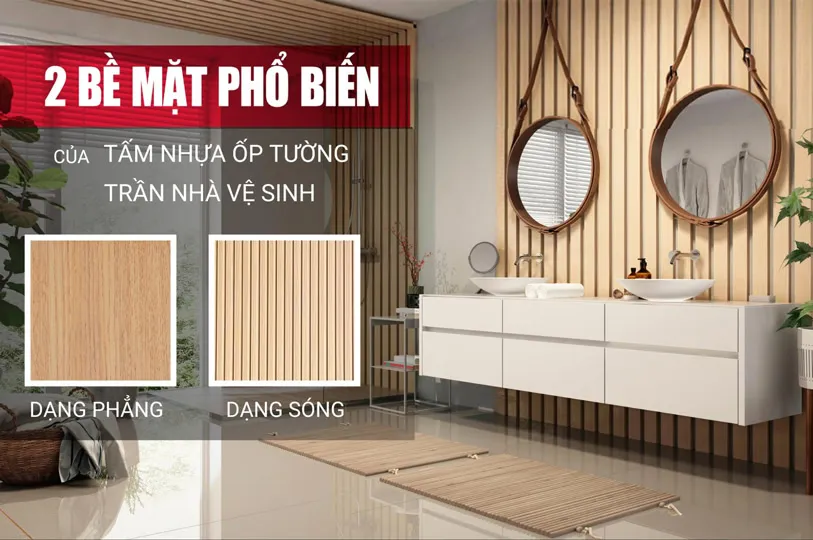 Mẫu nhà tắm hiện đại ốp tường và trần bằng tấm nhựa, tạo không gian thư giãn.