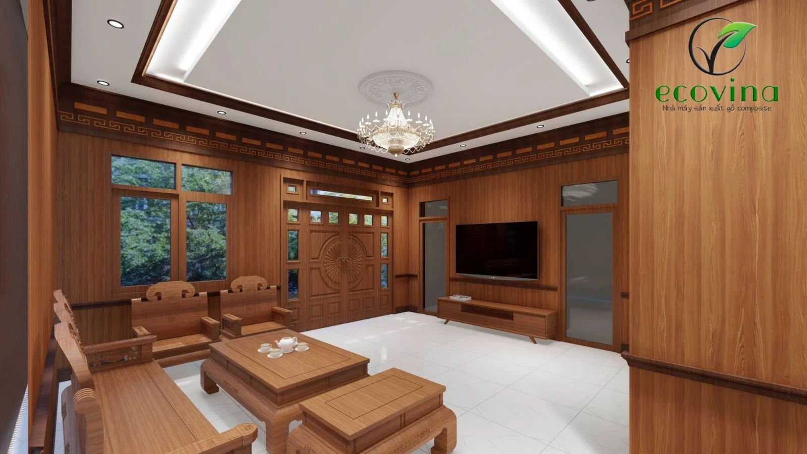 Mẫu nhựa composite ốp tường dạng sóng trang trí không gian