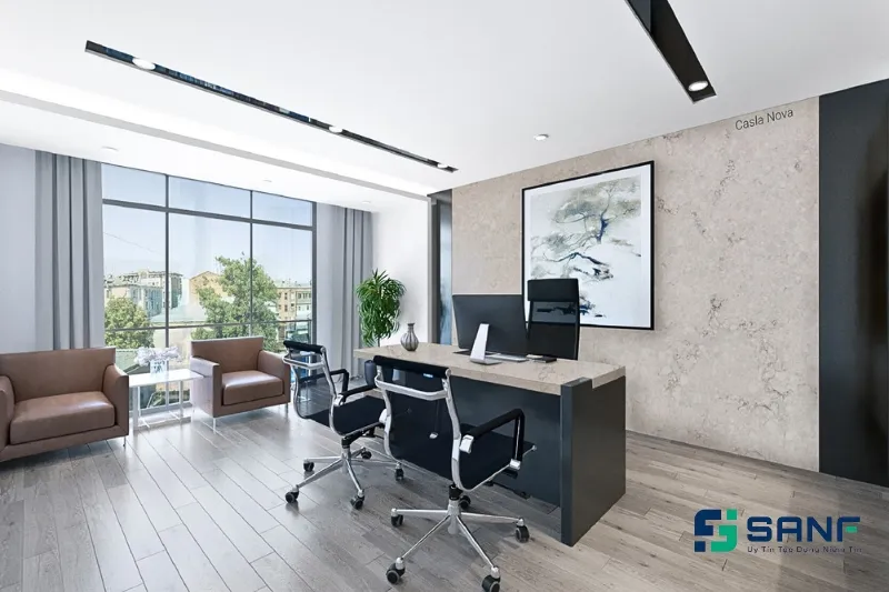 Mẫu phòng làm việc CEO ốp tường giả đá