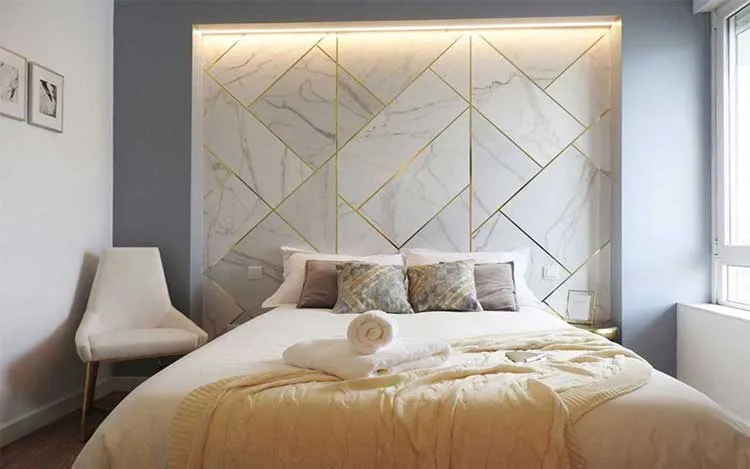 Mẫu phòng ngủ ốp Nano vân đá đẹp và ấn tượng