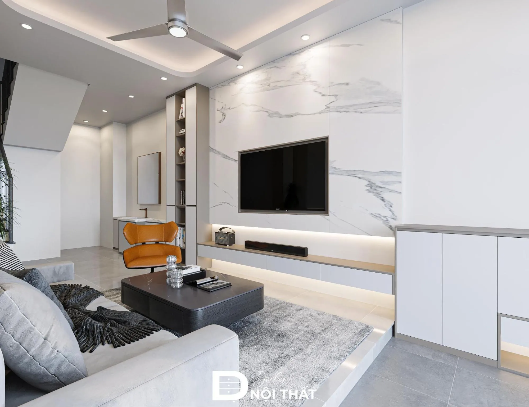 Mẫu phòng ngủ ốp nhựa PVC giả đá