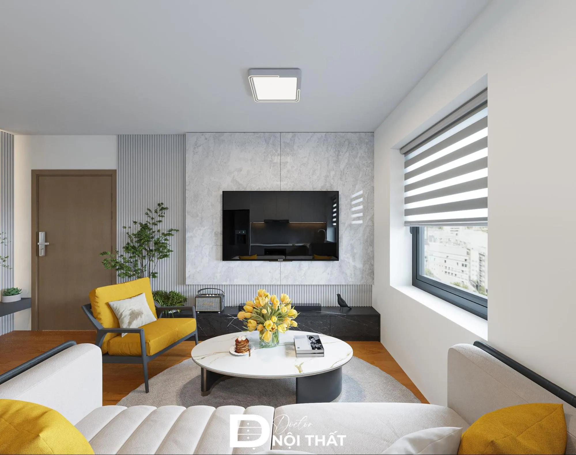 Mẫu phòng ngủ ốp tường nhựa giả đá