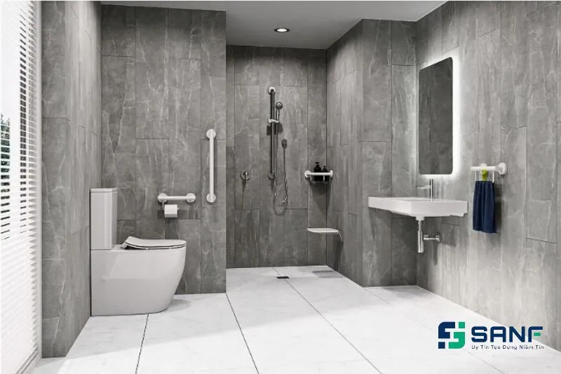 Mẫu tấm nhựa ốp tường giả bê tông cho nhà tắm