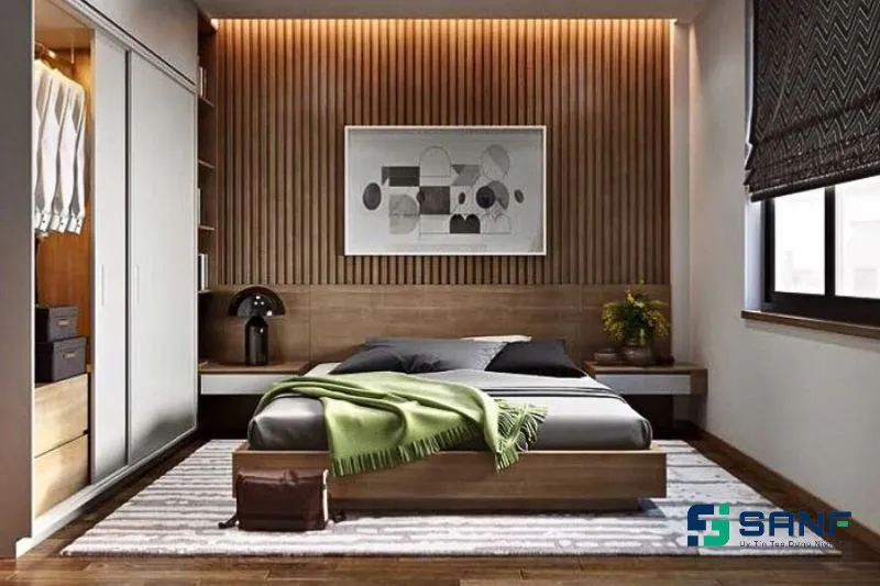 Mẫu tấm nhựa ốp tường giả gỗ cho phòng ngủ