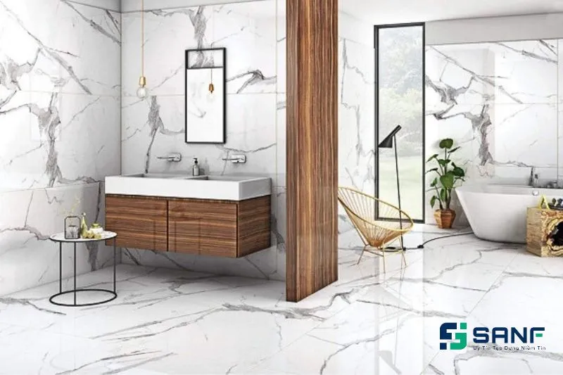 Mẫu tấm nhựa ốp tường vân đá cho nhà tắm