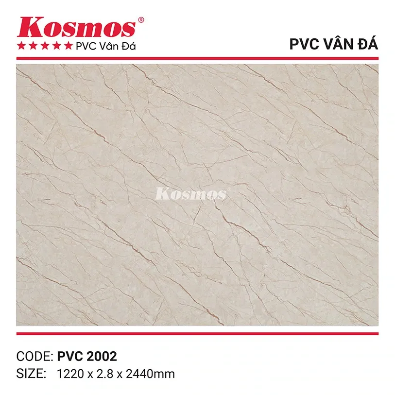 Mẫu tấm nhựa PVC vân đá 2.8mm mã PVC2002 với họa tiết độc đáo