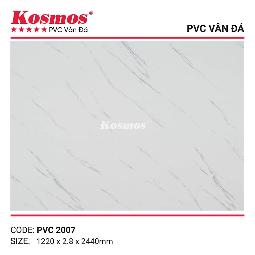 Mẫu tấm nhựa PVC vân đá 2.8mm mã PVC2007 màu đen hiện đại