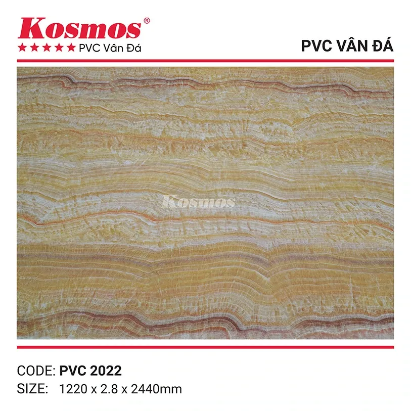 Mẫu tấm nhựa PVC vân đá 2.8mm mã PVC2022, chịu lực tốt