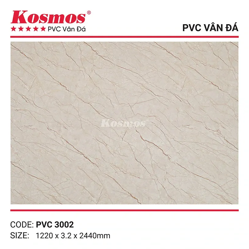 Mẫu tấm nhựa PVC vân đá 3.2mm mã PVC3002 với họa tiết tự nhiên
