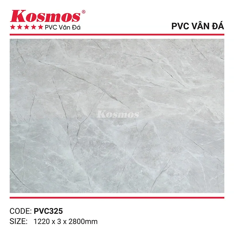 Mẫu tấm nhựa PVC vân đá 3mm mã PVC325, chịu nhiệt tốt