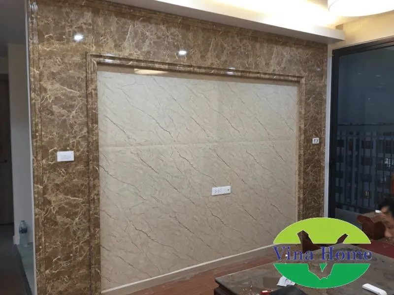 Mẫu tấm nhựa PVC vân đá ốp tường phòng khách