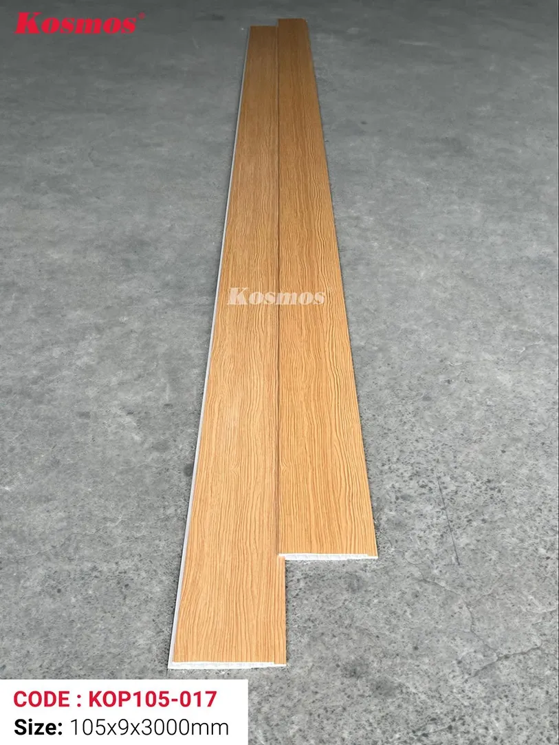 Mẫu tấm ốp Nano PVC pha bột đá KOP105-017 với vân gỗ tự nhiên