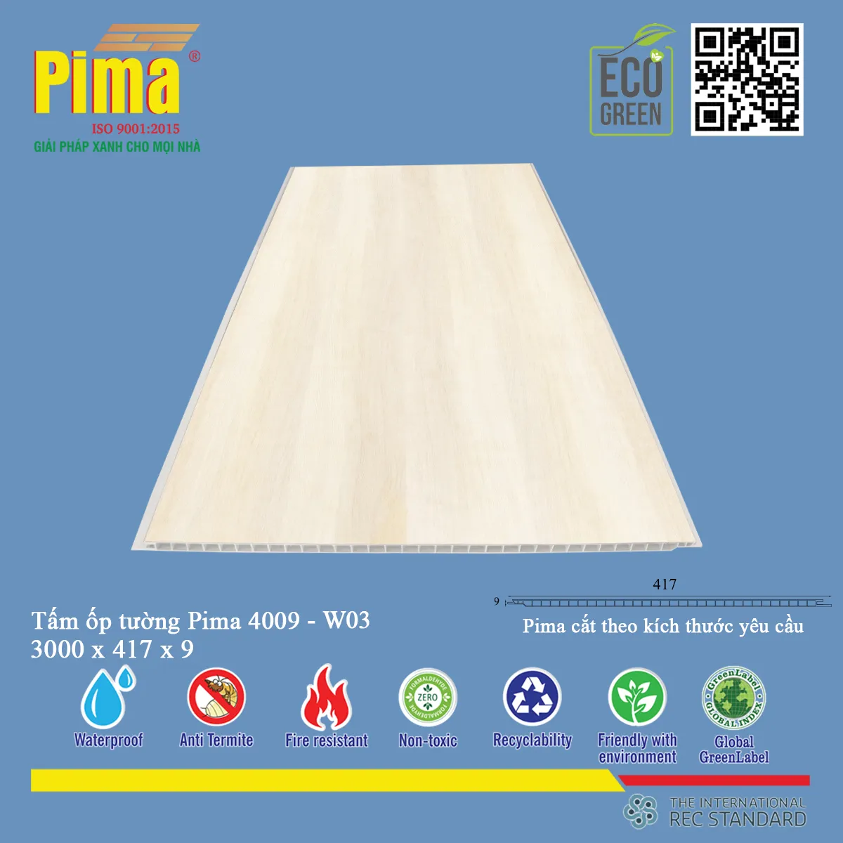 Mẫu tấm ốp Pima 4009-W03 dùng cho tường nội thất cao cấp