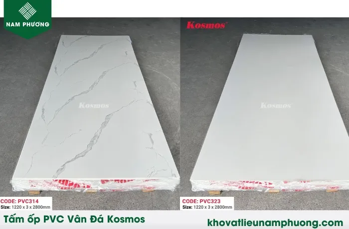 Mẫu tấm ốp PVC vân đá Kosmos cao cấp với họa tiết vân đá tinh xảo, mang lại vẻ đẹp đẳng cấp cho không gian.