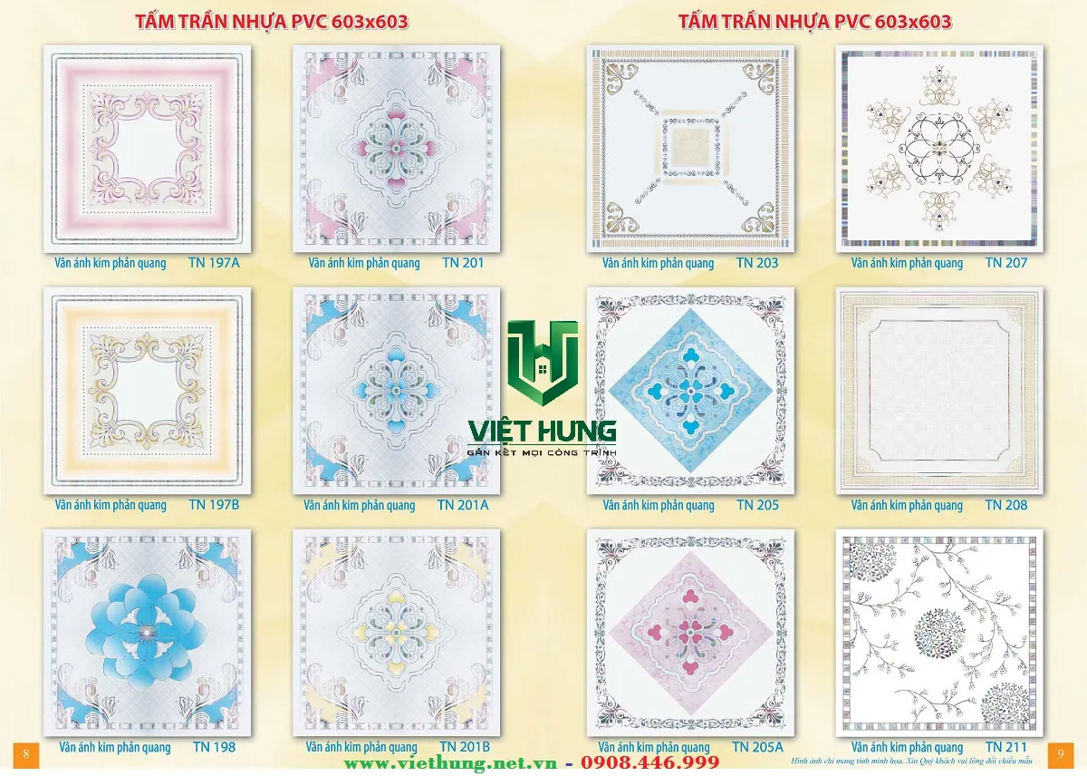 Mẫu tấm trần nhựa hoa văn 3D kích thước 600x600 cho không gian sang trọng