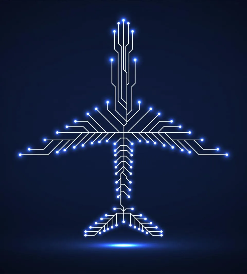 Máy bay thương mại đang bay, biểu thị nỗ lực giảm phát thải carbon trong hàng không.