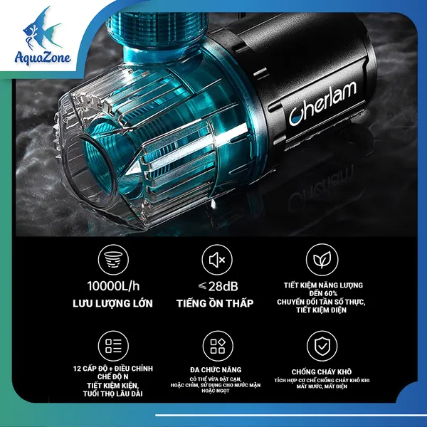 Máy bơm tuần hoàn nước giúp phân phối oxy đều trong hồ thủy sinh