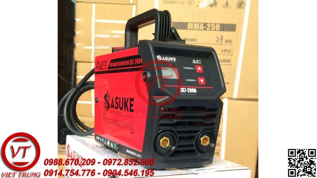 máy hàn điện tử sasuke zx7 200n với thiết kế nhỏ gọn màu vàng đen