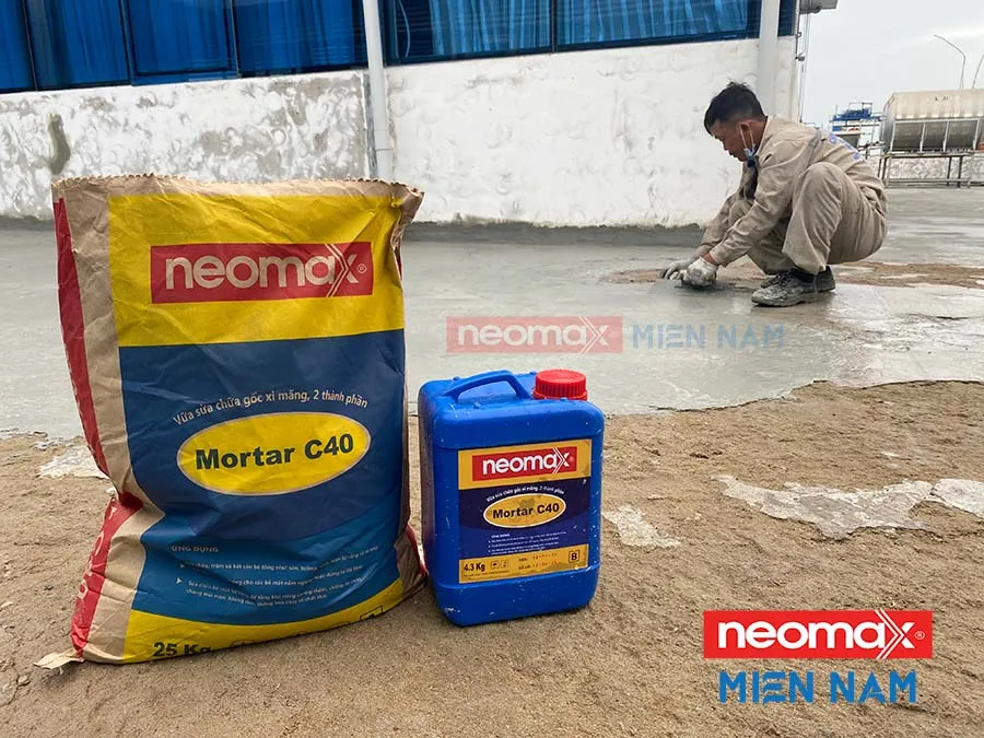 Minh họa quy trình thi công Neomax Mortar C40, vữa sửa chữa gốc xi măng hiệu quả