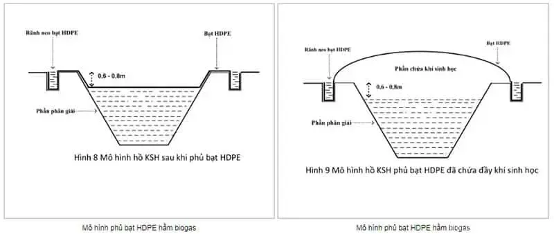 Mô hình phủ bạt HDPE hầm biogas