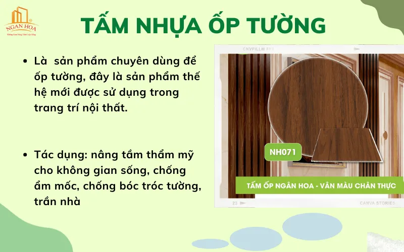 Một căn phòng khách hiện đại với tường ốp nhựa PVC giả gỗ, thể hiện tính thẩm mỹ và độ bền của vật liệu nhựa trong trang trí nội thất.