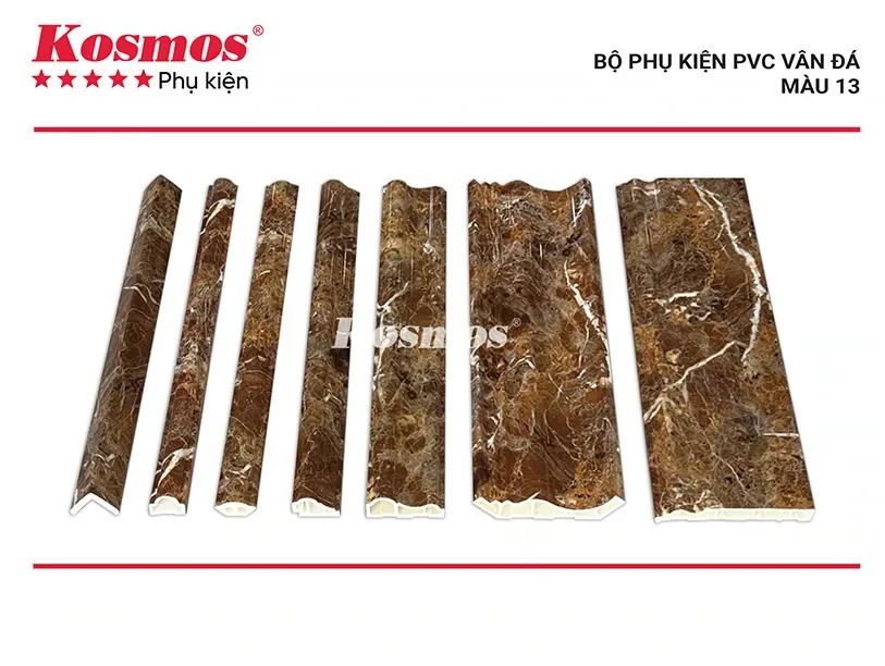 Nẹp kết thúc và nẹp góc trong bộ phụ kiện tấm nhựa PVC vân đá