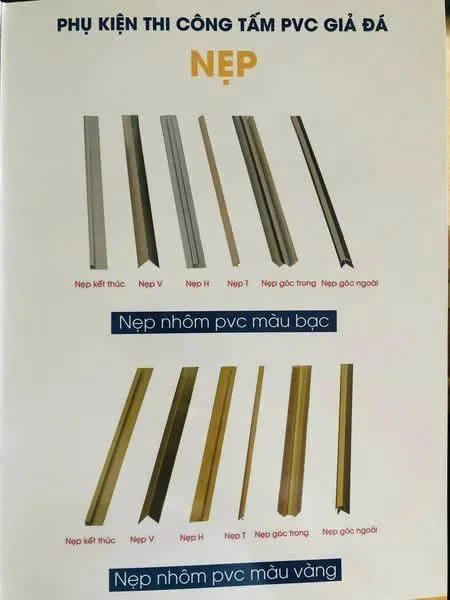 Nẹp PVC màu vàng cho tấm vân đá