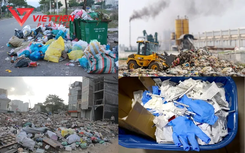 Nhiều loại chất thải rắn phát sinh từ sinh hoạt, công nghiệp và y tế, góp phần gây ô nhiễm môi trường