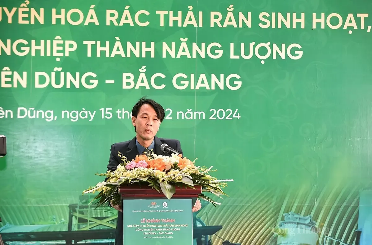 Ông Nguyễn Hữu Hưng chia sẻ tại lễ khánh thành nhà máy xử lý rác không phát thải