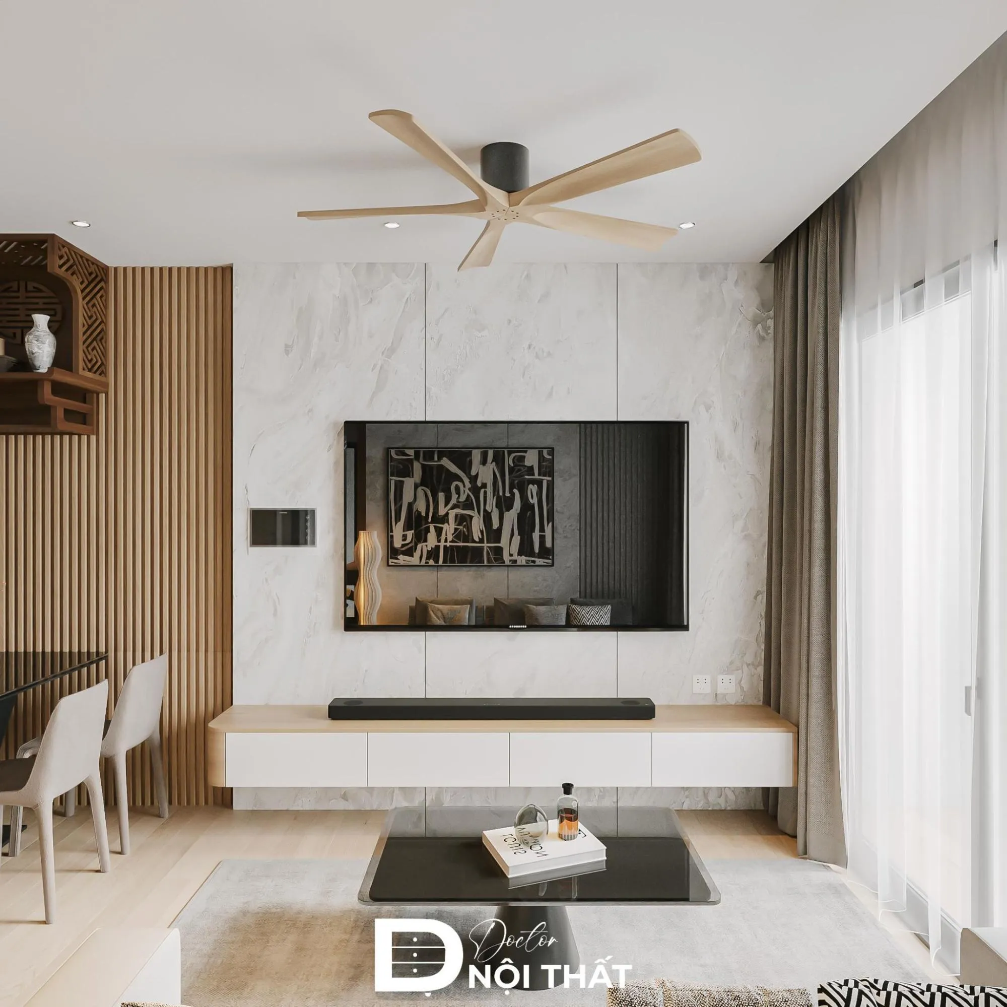 Ốp nhựa cho bức tường phía sau tivi phòng khách