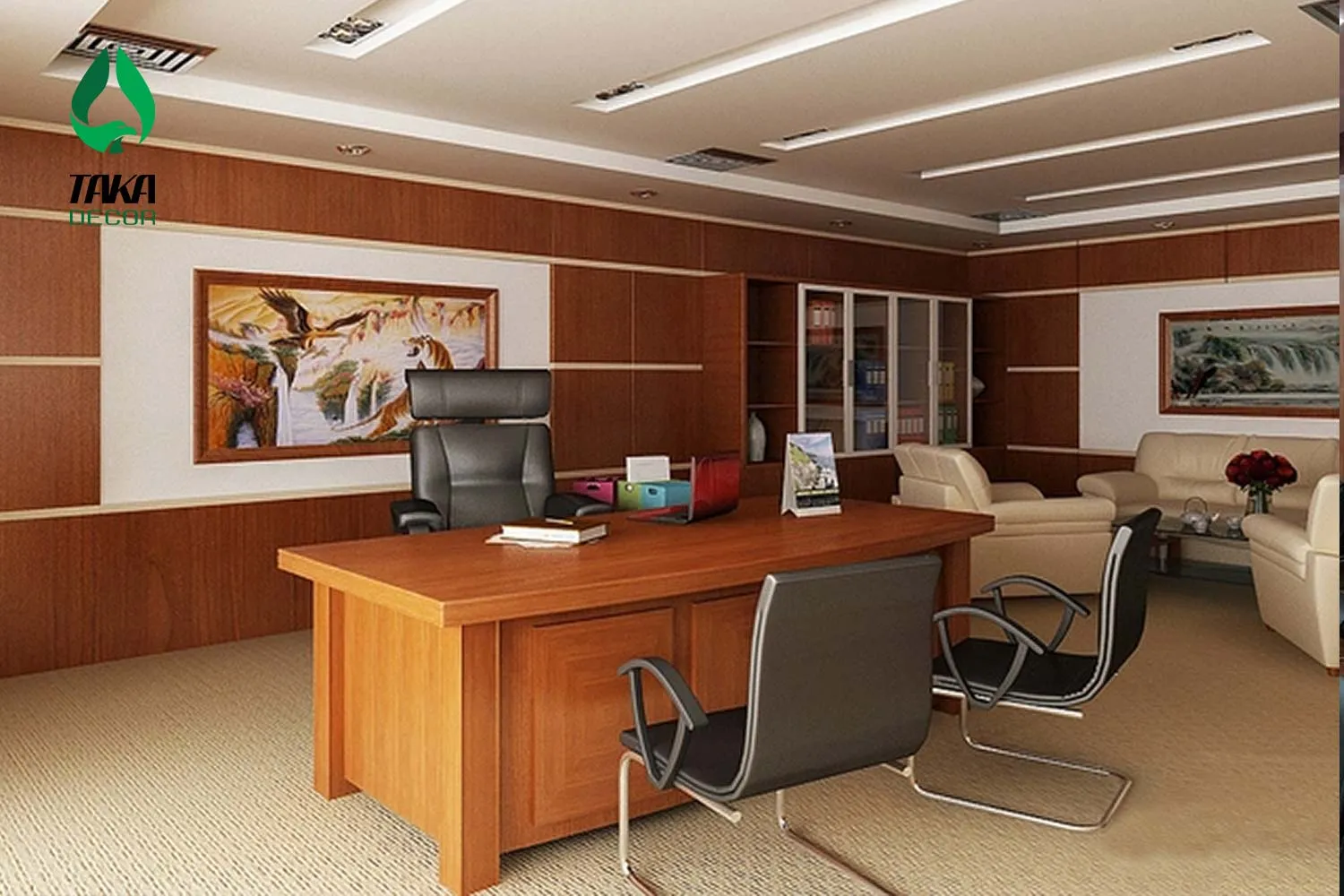 Ốp tường nhựa TAKADECOR cho phòng làm việc chuyên nghiệp