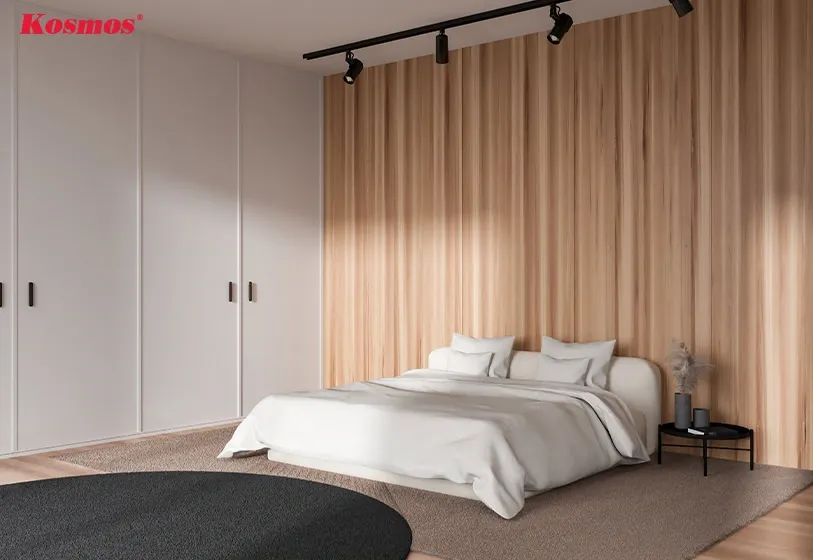 Ốp vách đầu giường với gỗ HDF