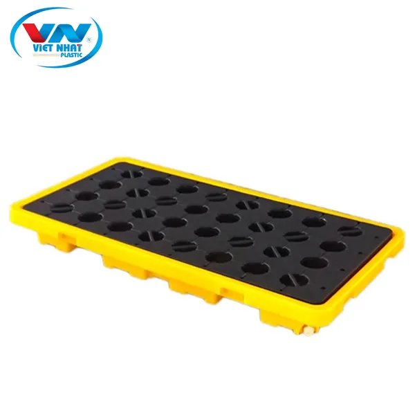 Pallet nhựa HDPE chống tràn 2 phuy