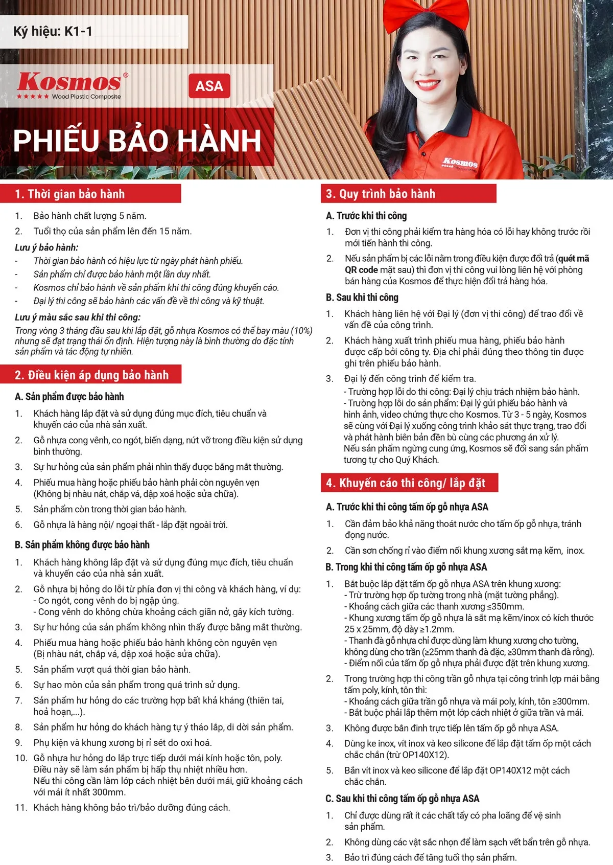 Phiếu bảo hành chất lượng ốp gỗ nhựa ASA, khẳng định độ bền sản phẩm